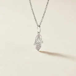 Online Histoire d'Or Pendentif Fatima or blanc