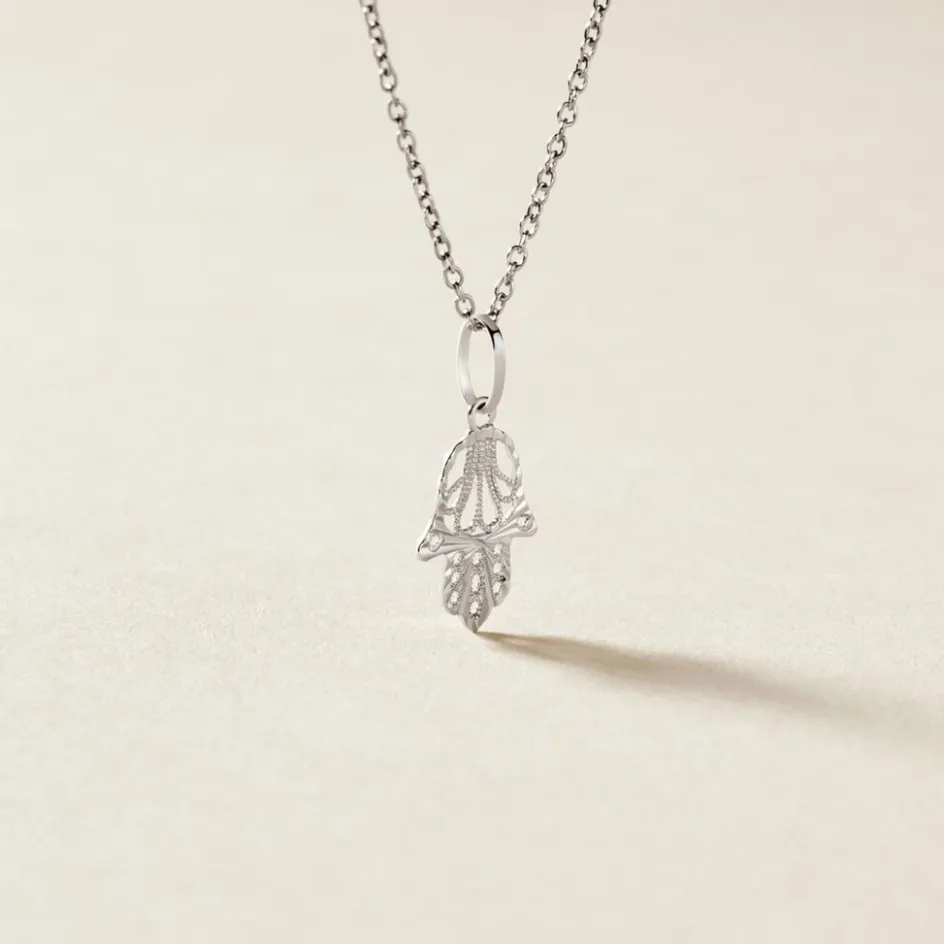 Online Histoire d'Or Pendentif Fatima or blanc