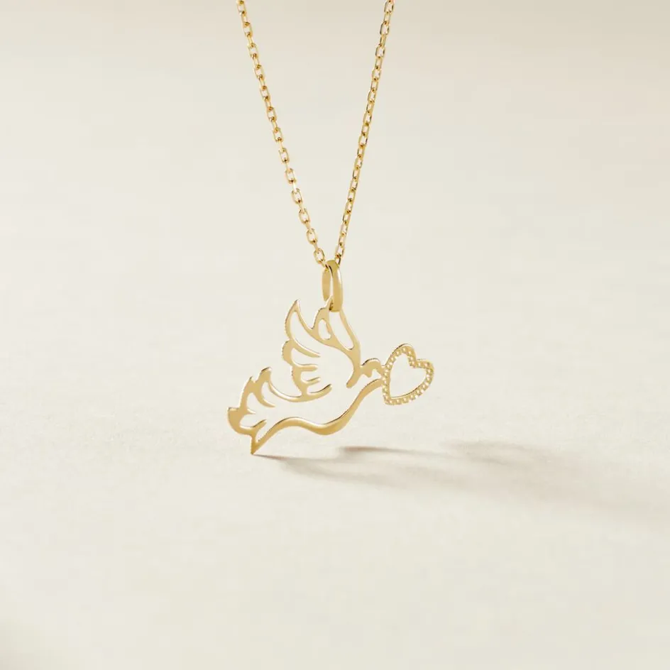 Online Histoire d'Or Pendentif Guecha Colombe Et Coeur Or Jaune