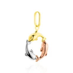 Outlet Histoire d'Or Pendentif Haizia Trio Dauphins Or Tricolore