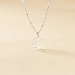 Outlet Histoire d'Or Pendentif Koulmia Trefle Diamante Or Blanc