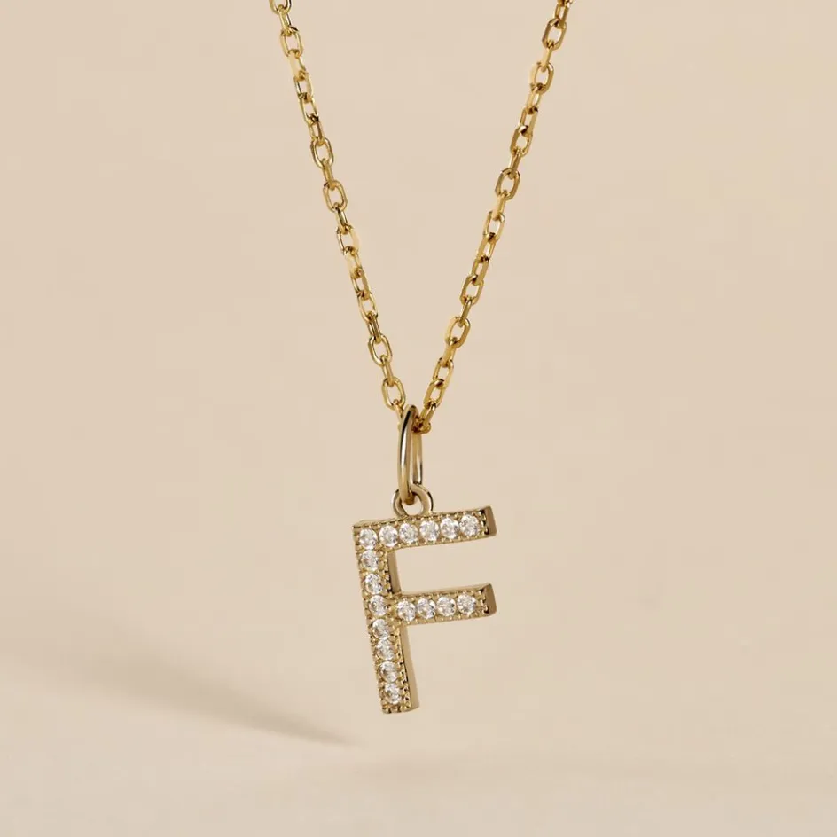 Outlet Histoire d'Or Pendentif Lettre F Or Jaune Oxyde