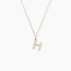 Sale Histoire d'Or Pendentif Lettre H Or Jaune Oxyde