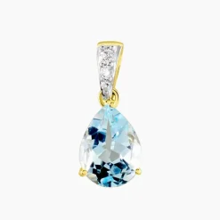 Outlet Histoire d'Or Pendentif Or Jaune Gorgel Topaze Oxydes De Zirconium or jaune topaze bleu sky