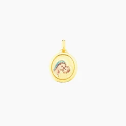 Online Histoire d'Or Pendentif Vierge A L'enfant Ovale Or Jaune