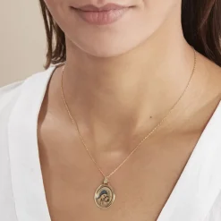 Online Histoire d'Or Pendentif Vierge A L'enfant Ovale Or Jaune