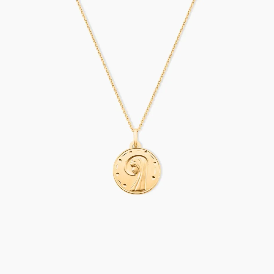 Clearance Histoire d'Or Pendentif Vierge Rond Diamante Or Jaune