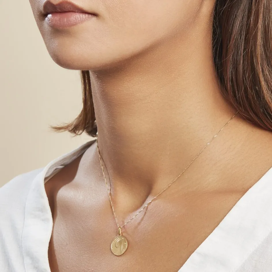 Clearance Histoire d'Or Pendentif Vierge Rond Diamante Or Jaune