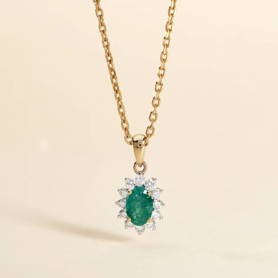 Best Histoire d'Or Pendentif Vladimir Diamants or jaune emeraude