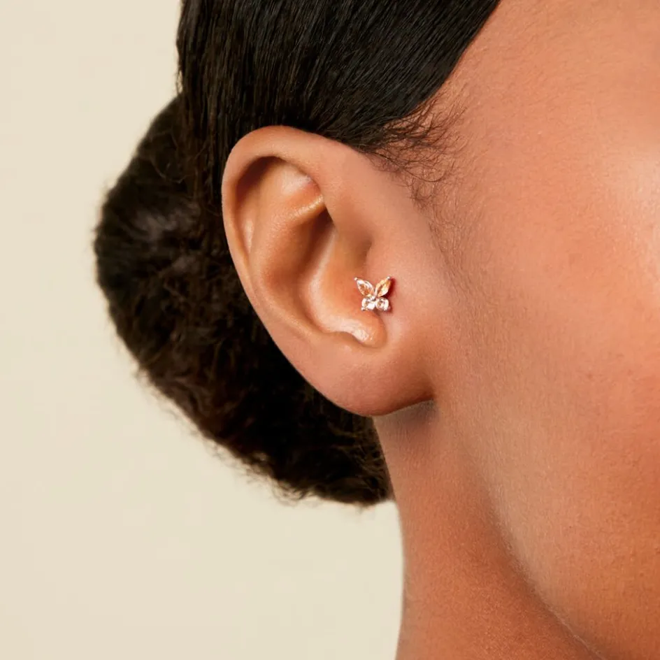 New Histoire d'Or Piercing Clairette Argent Blanc Oxyde De Zirconium