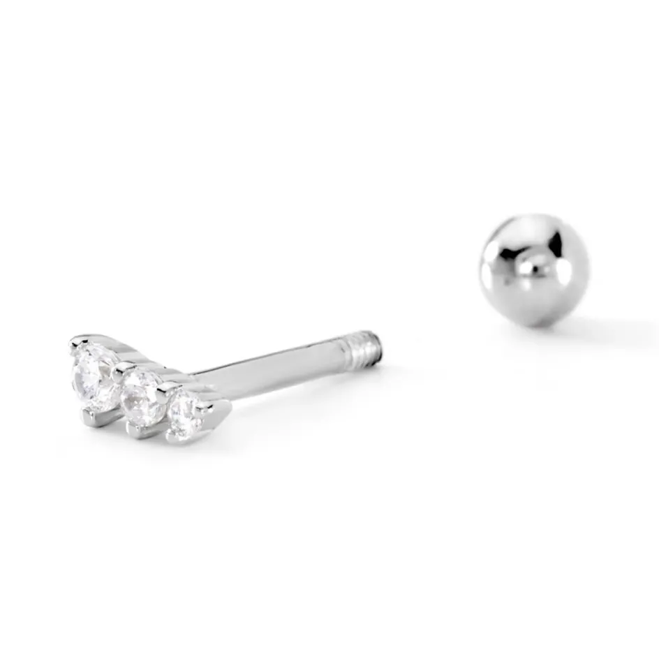 New Histoire d'Or Piercing D'oreille Unitaire Delphie Argent Blanc Oxyde De Zirconium