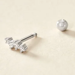 Histoire d'Or Piercing D'oreille Unitaire Roseau Argent Blanc Oxyde De Zirconium* Boucles D'Oreilles|Piercings D'Oreilles