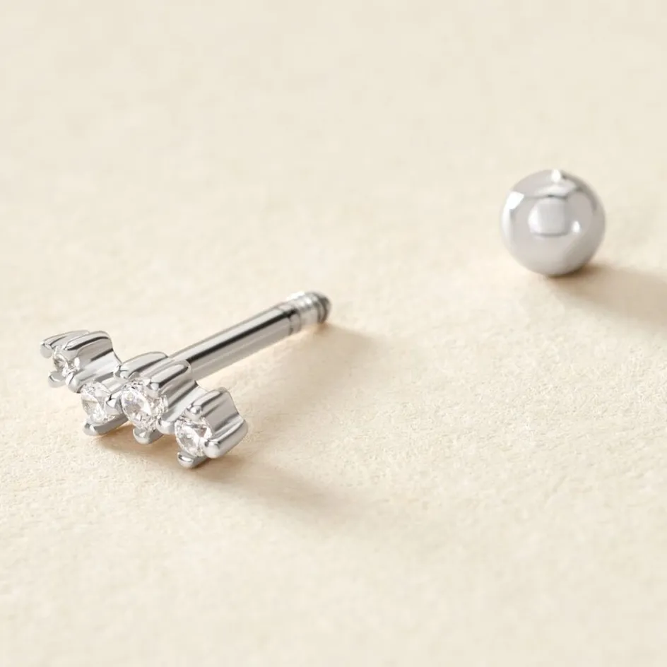 Histoire d'Or Piercing D'oreille Unitaire Roseau Argent Blanc Oxyde De Zirconium* Boucles D'Oreilles|Piercings D'Oreilles